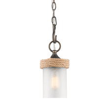  1048-M1L GMT-CS - Chatham Mini Pendant in Gunmetal Bronze with Clear Sandblasted Glass